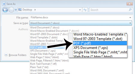 Word 2010 - Save As Dialog Box