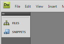 Dreamweaver Screenshot - Files Panel Collapsed to Icons