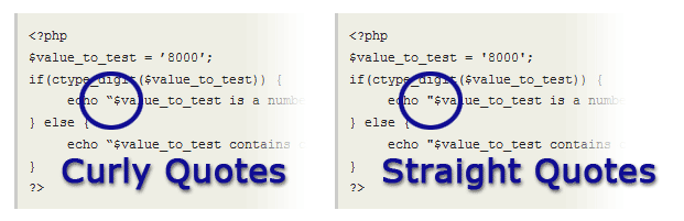 Graphic Showing Curly vs Straight Quotes