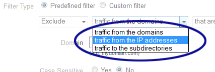 Screenshot showing the Traffic from the IP Addresses option in Google Analytics